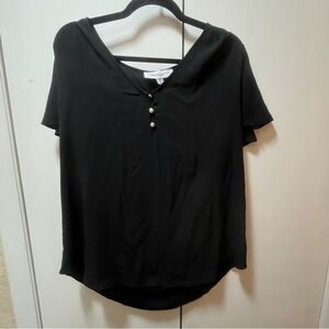 Black V-Neck Women's Top